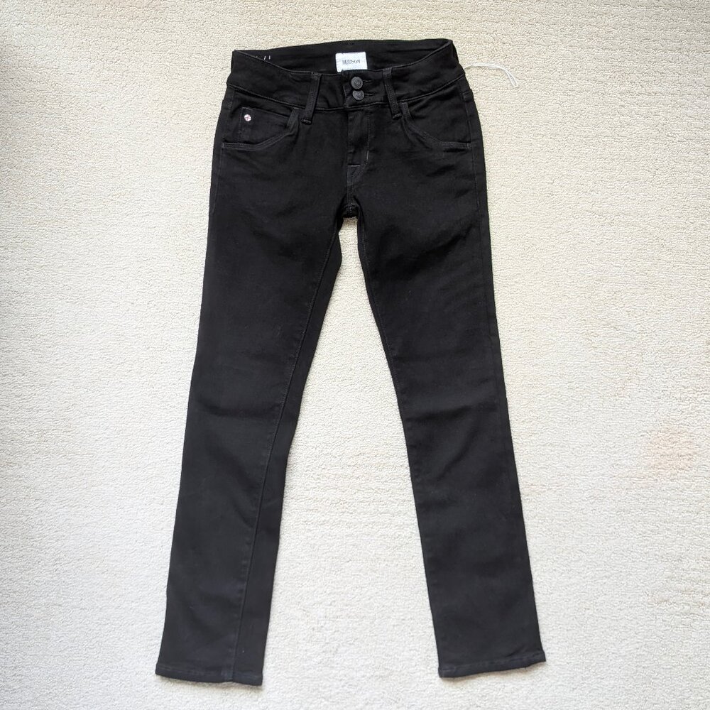 NEW Hudson Collin Jeans Black Mid Rise Straight Crop Fervour Women's 23 nwot